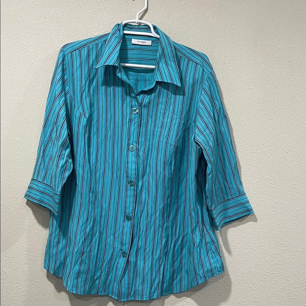 Dress Barn Teal Striped Blouse 18/20